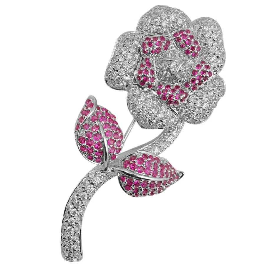 商品Megan Walford|Sterling Silver Cubic Zirconia Flower with Stem Pin,价格¥1600,第2张图片详细描述