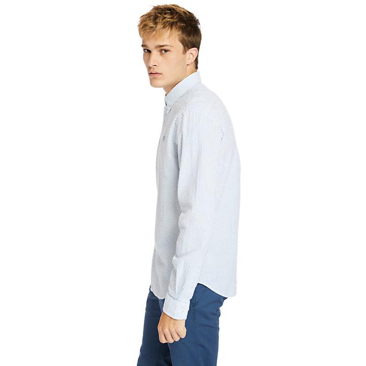 Striped Seersucker Shirt for Men in Blue商品第4张图片规格展示