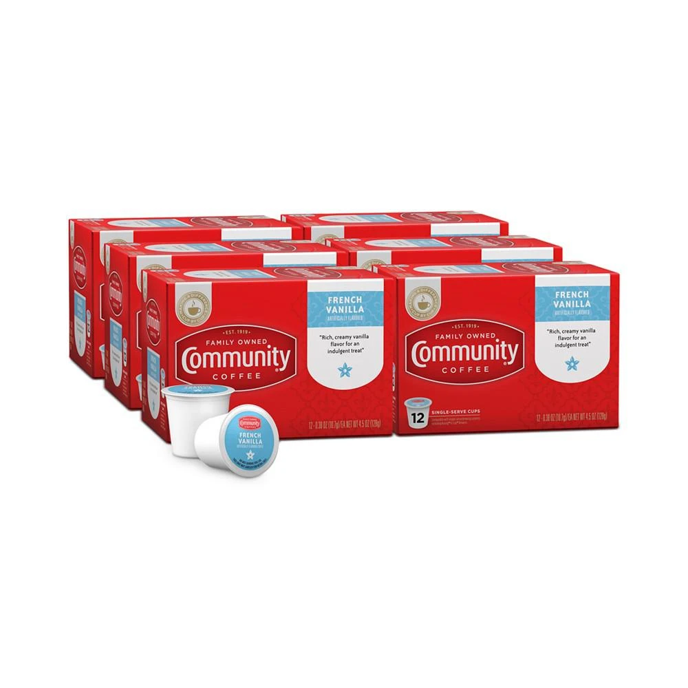 商品Community Coffee|French Vanilla Medium Roast Single Serve Pods, Keurig K-Cup Brewer Compatible, 72 Ct,价格¥560,第1张图片