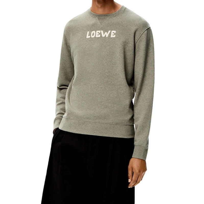 商品Loewe|【预售3-7天】LOEWE/罗意威 22年早春新款 男士旧军绿色棉质抓绒Logo刺绣卫衣H526Y24X04-4640,价格¥4315,第5张图片详细描述