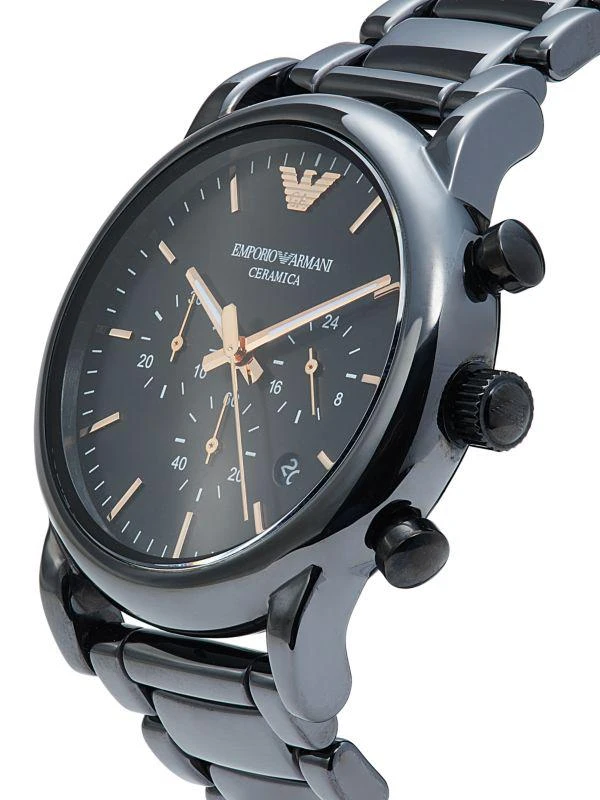 商品Emporio Armani|Black Stainless Steel Chronograph Bracelet Watch,价格¥1312,第3张图片详细描述