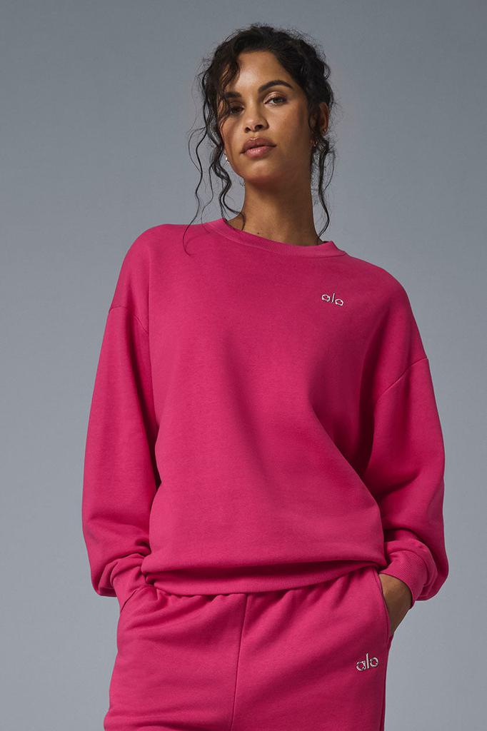 Alo Accolade Crew Neck Pullover - Pink Summer Crush - Hoodies