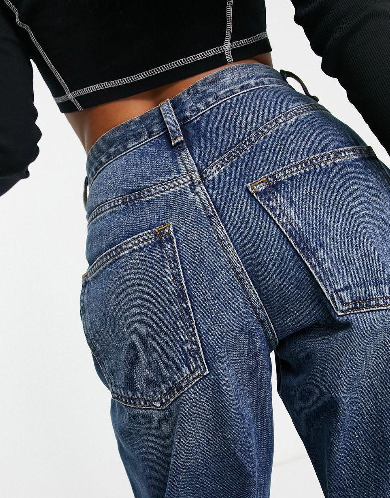 商品ASOS|ASOS DESIGN Petite slouchy mom jean in mid blue,价格¥220,第5张图片详细描述