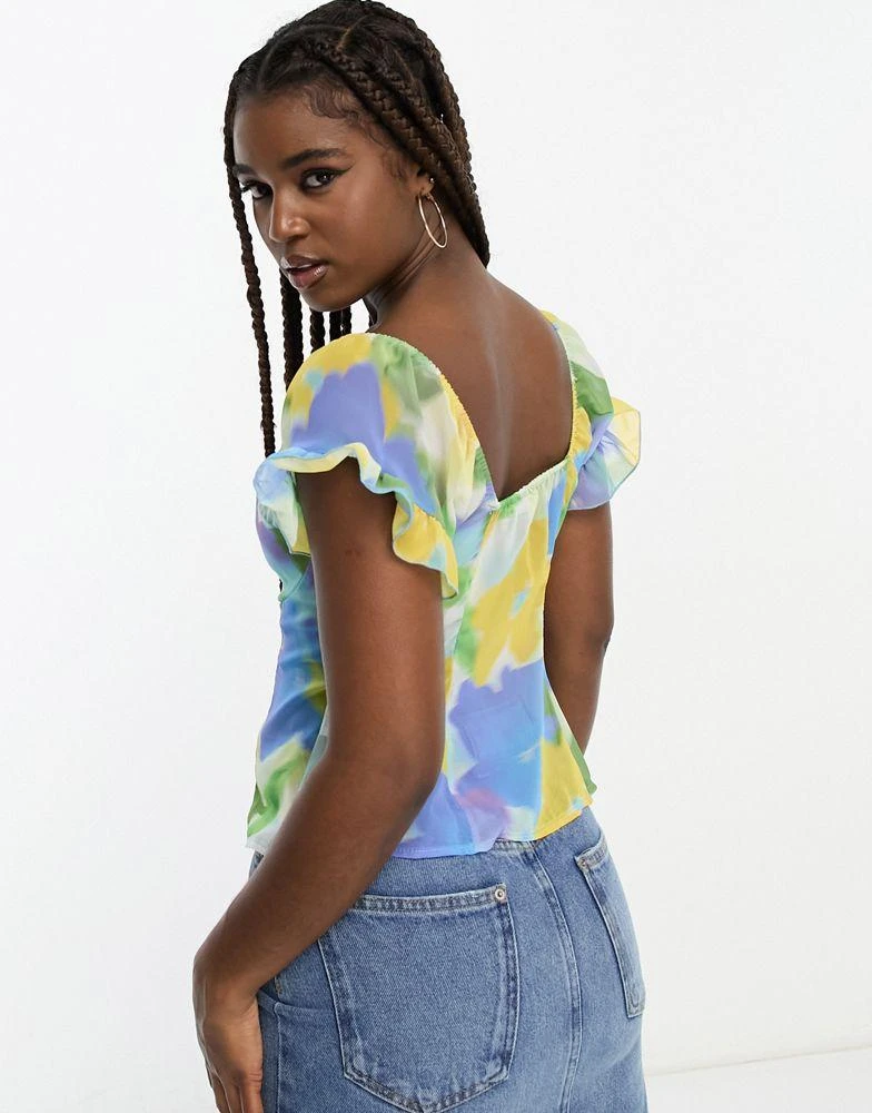 商品ASOS|ASOS DESIGN soft corset top with hook & eye in blurred floral print,价格¥82,第4张图片详细描述