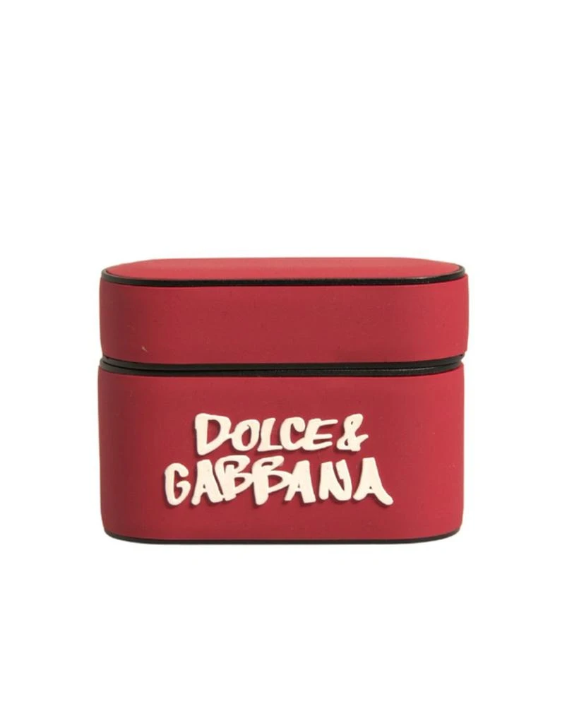 商品Dolce & Gabbana|Dolce & Gabbana Red PVC Embossed Logo Plaque Holder Airpods Case,价格¥1023,第1张图片