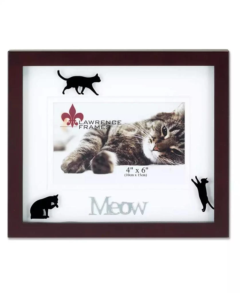 商品Lawrence Frames|Walnut Wood Meow Picture Frame - Matted Shadow Box Cat Frame - 4" x 6",价格¥195,第1张图片