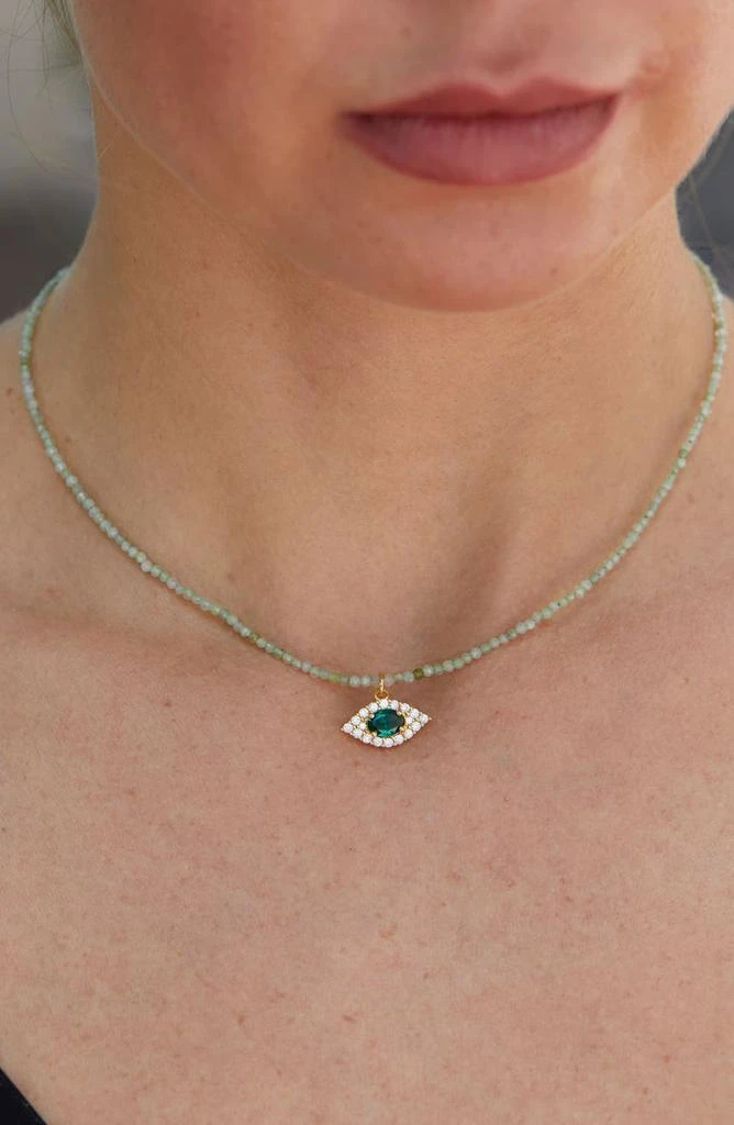 商品Savvy Cie Jewels|Natural Jade Evil Eye Pendant Necklace,价格¥246,第2张图片详细描述
