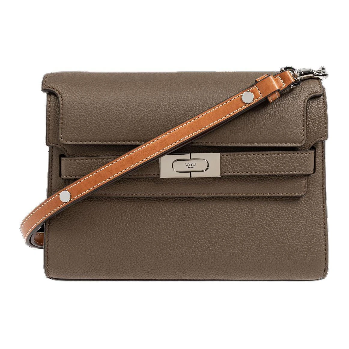 商品[国内直发] Tory Burch|汤丽柏琦 Lee Radziwill 拼色纹理 荔枝纹皮革 单肩包 女款 蘑菇灰,价格¥6658,第2张图片详细描述