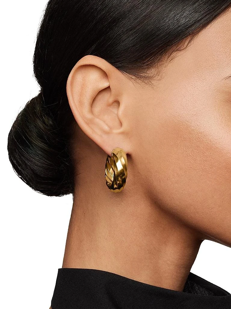 Cable Edge Hoop Earrings in 18K Yellow Gold, 28.9MM 商品