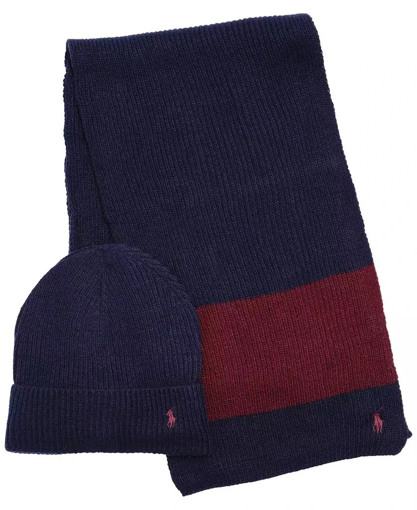 商品Ralph Lauren|Men's Rugby Stripe Scarf and Hat Gift Set, 2 Piece,价格¥343,第1张图片