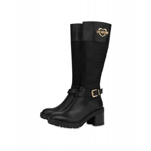 商品Love Moschino|City Love Leather And Nylon Boots,价格¥3572,第1张图片