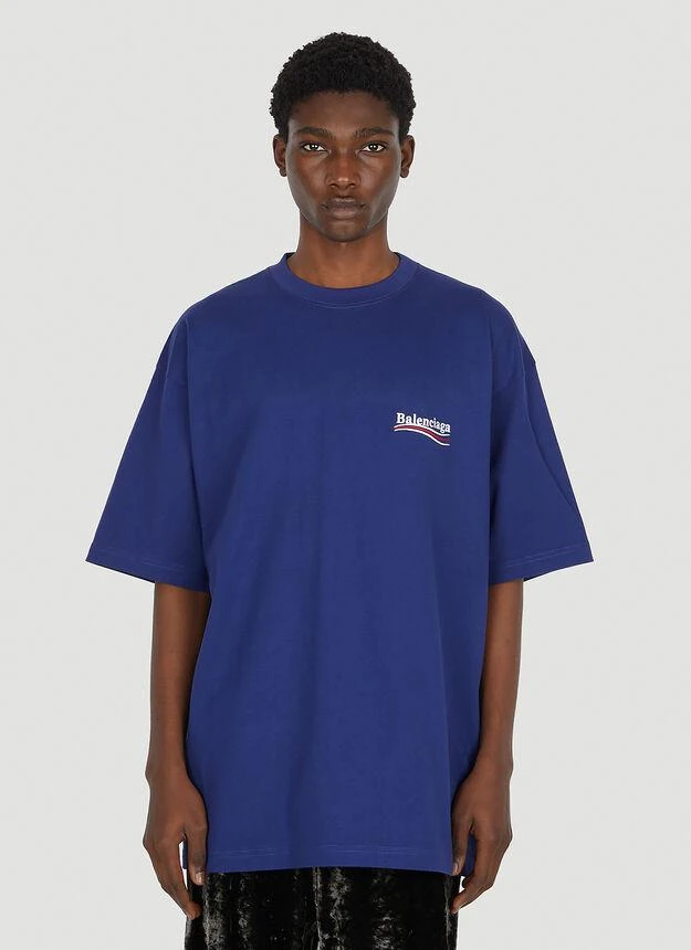 商品Balenciaga|Logo Embroidery T-Shirt in Blue,价格¥5825,第1张图片