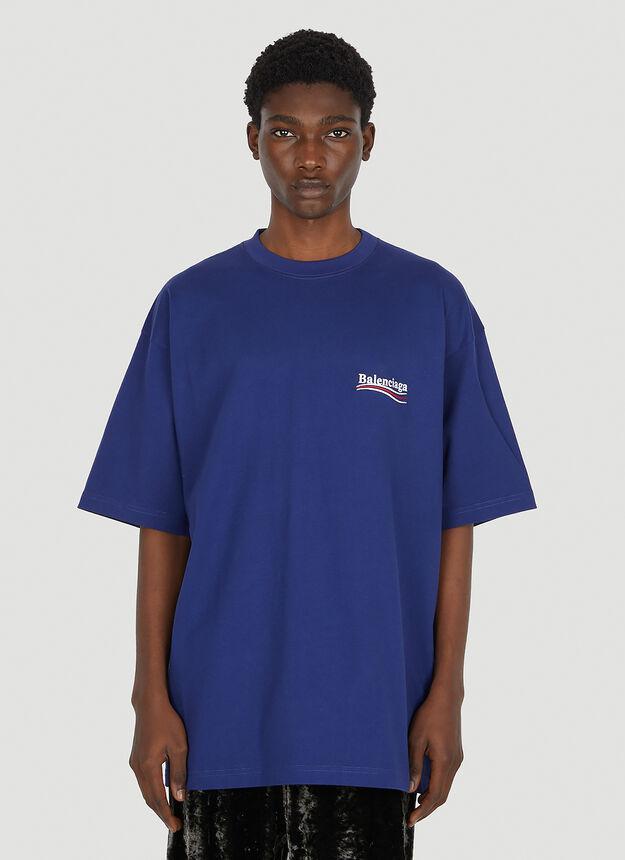 商品Balenciaga|Logo Embroidery T-Shirt in Blue,价格¥5074,第1张图片