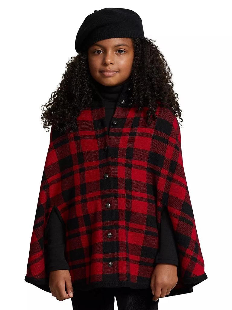 商品Ralph Lauren|Little Girl's & Girl's Plaid Wool Poncho,价格¥870,第3张图片详细描述