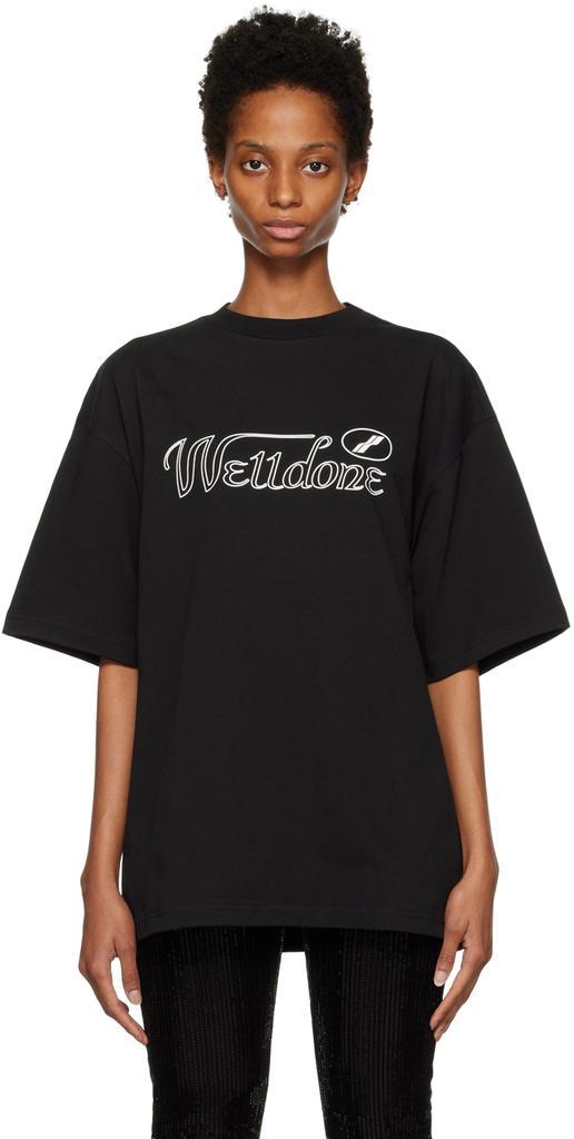 商品We11done|Black Cursive T-Shirt,价格¥599,第1张图片