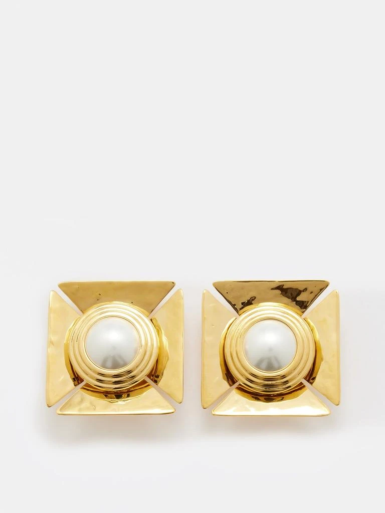 商品Yves Saint Laurent|Pearly square gold-tone clip earrings,价格¥9817,第2张图片详细描述