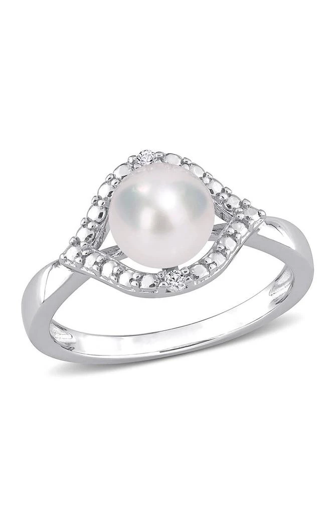 商品DELMAR|Sterling Silver 7mm Cultured Freshwater Pearl & Sapphire Eye Ring,价格¥450,第1张图片