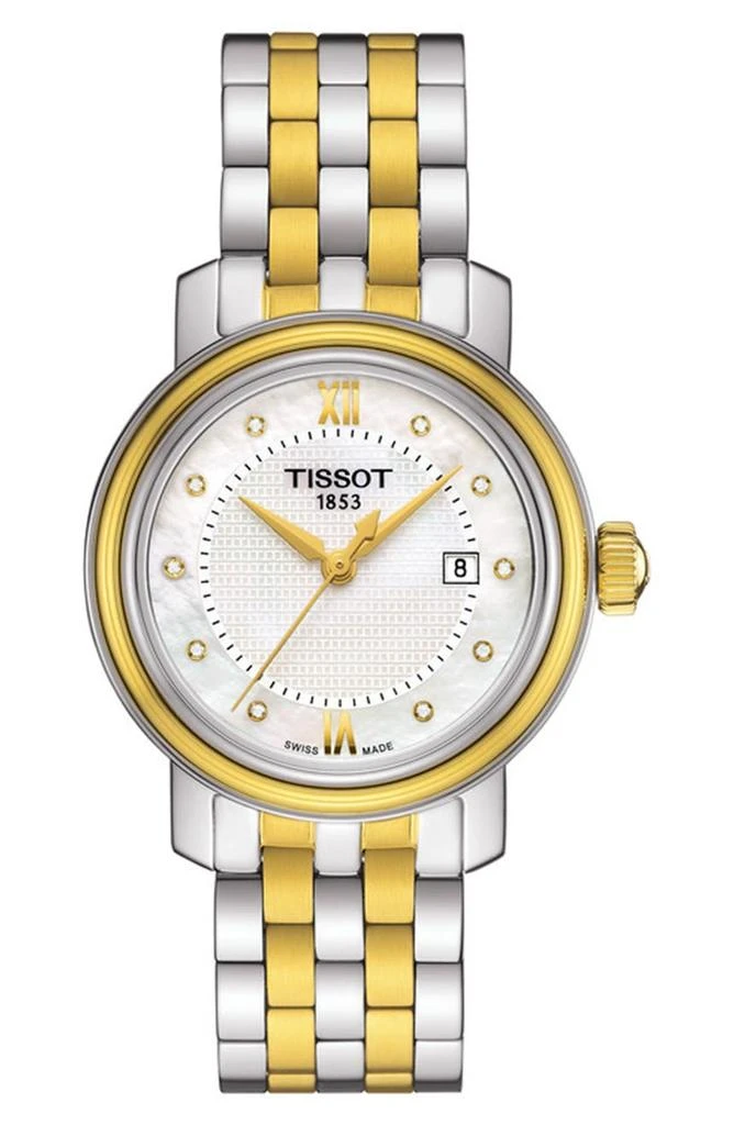 商品Tissot|Women's Bridgeport Diamond Dial Two-Tone Bracelet Watch, 29mm,价格¥2484,第1张图片