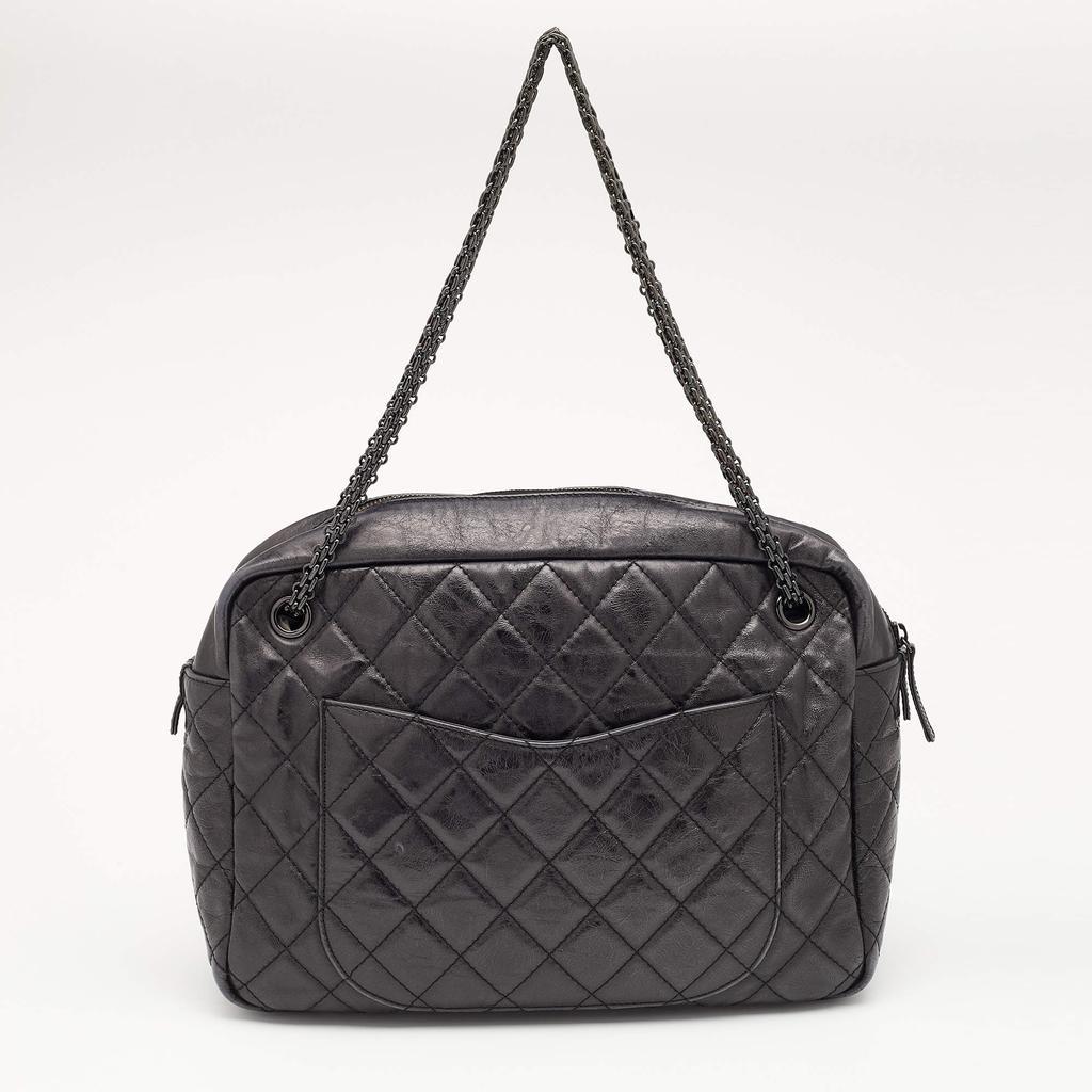 商品[二手商品] Chanel|Chanel Metallic Black Quilted Aged Leather Large Reissue Camera Bag,价格¥10454,第6张图片详细描述