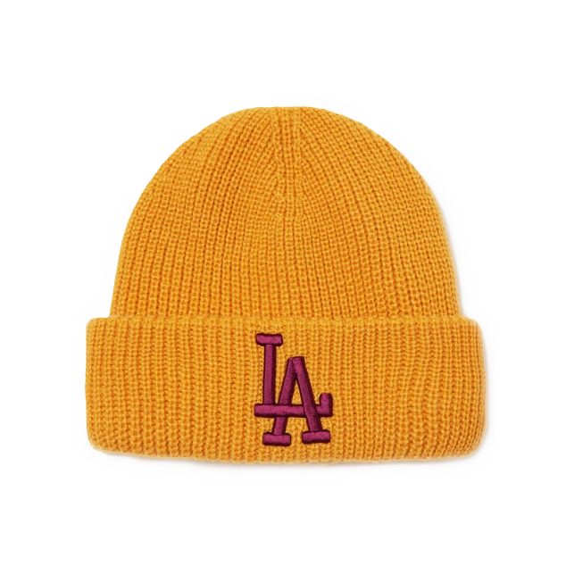 商品MLB|【享贝家】（国内现货-QD）MLB秋冬新款LA标男女款毛线帽保暖防风橙色均码3ABNM0716-07MSSFREE,价格¥179,第1张图片