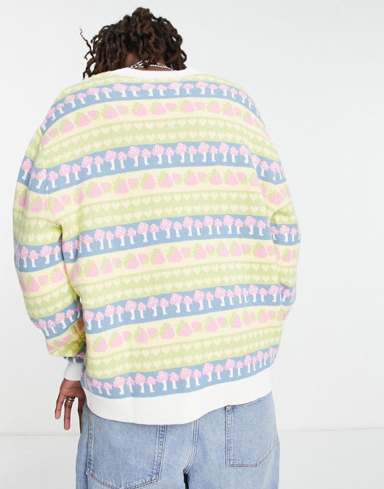 ASOS DESIGN knitted cardigan with all over kitsch pattern商品第3张图片规格展示
