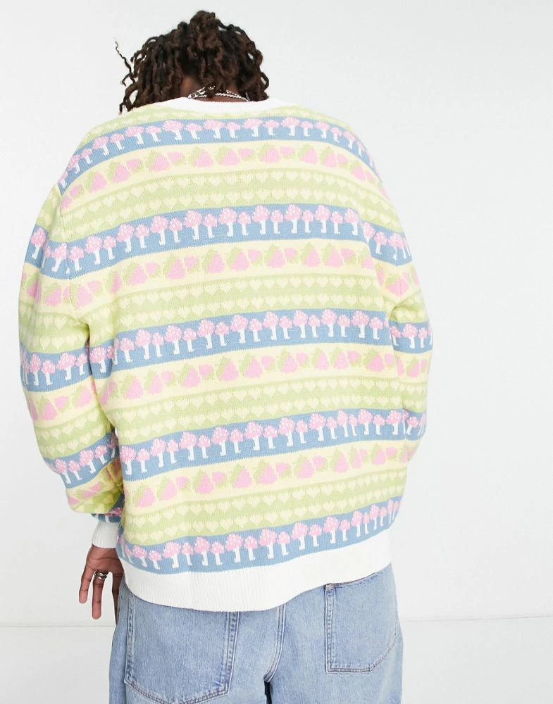 商品ASOS|ASOS DESIGN knitted cardigan with all over kitsch pattern ,价格¥193,第3张图片详细描述