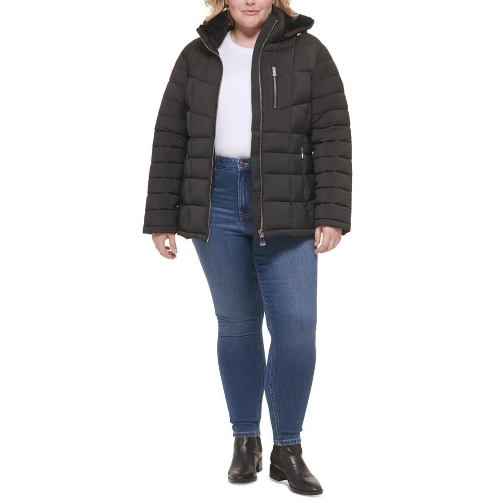 Women's Plus Size Faux-Fur-Trim Hooded Puffer Coat, Created for Macy's 商品