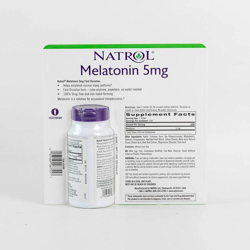 商品Natrol|natrol melatonin褪黑素松果体速溶片5mg250粒,价格¥344,第5张图片详细描述