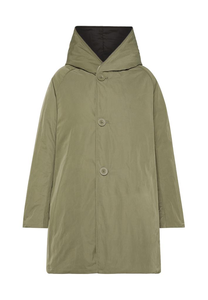 Impermeabile imbottito da donna Oof reversibile lungo nero e verde image 2