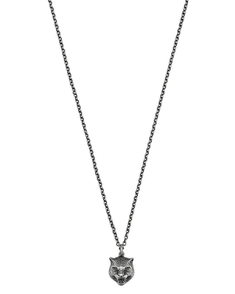 商品Gucci|Sterling Silver Feline Head Pendant Necklace, 17",价格¥3128,第1张图片