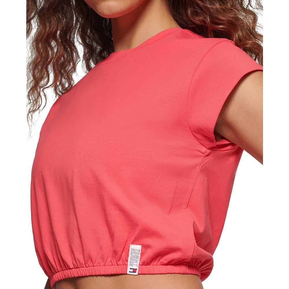 商品Tommy Hilfiger|Women's Logo-Tab Cropped Cap-Sleeve T-Shirt,价格¥88,第6张图片详细描述
