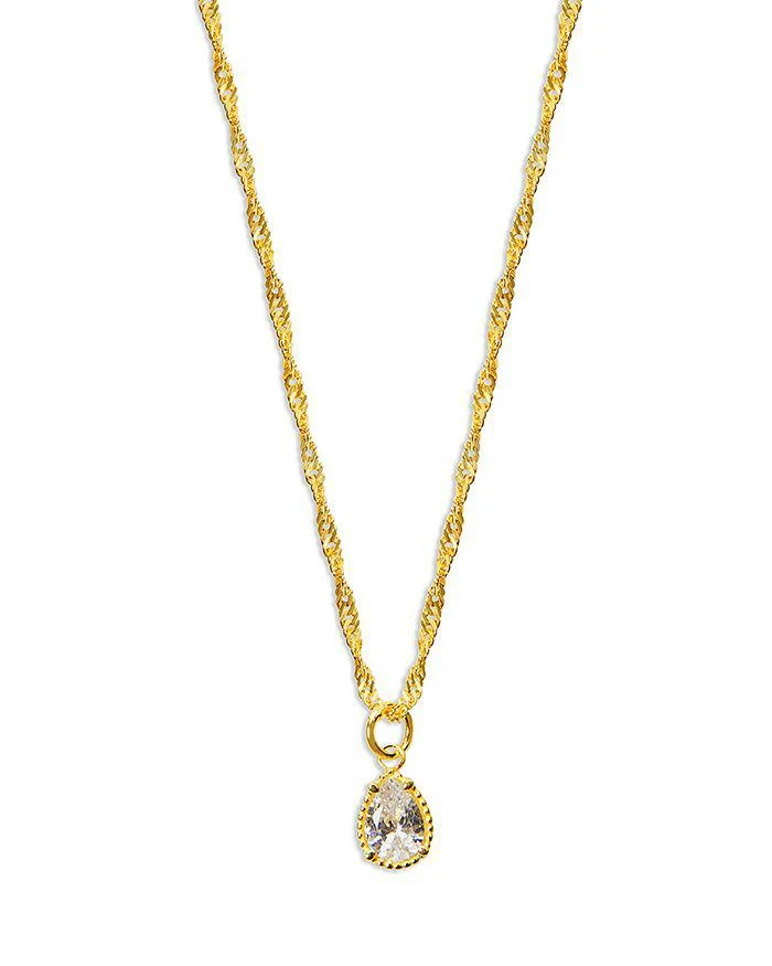 商品Argento Vivo|Teardrop Cubic Zirconia Pendant Necklace in 14K Gold Plated Sterling Silver, 16"-18",价格¥292,第1张图片