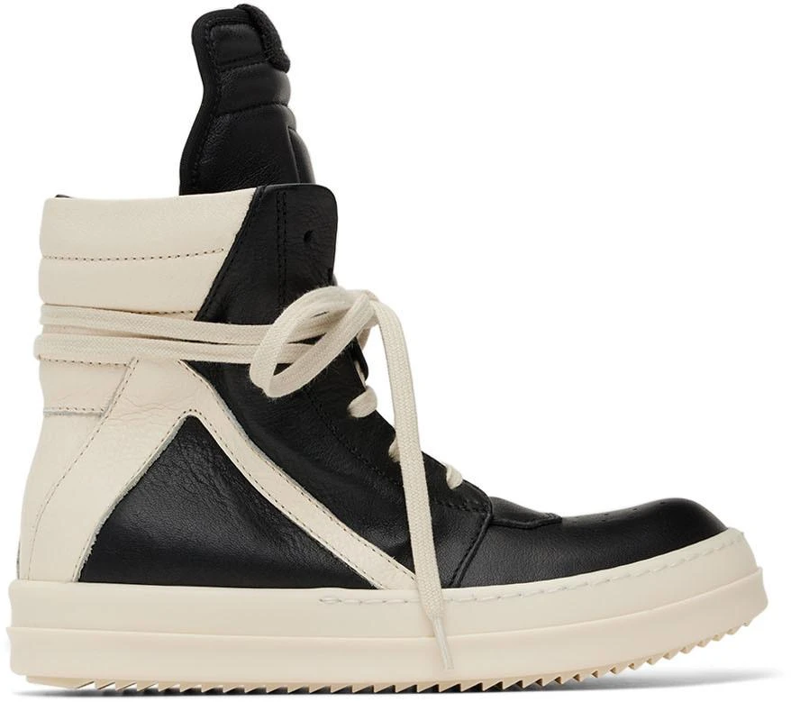 商品Rick Owens|Kids Black & Off-White Geobasket Sneakers,价格¥2899,第1张图片