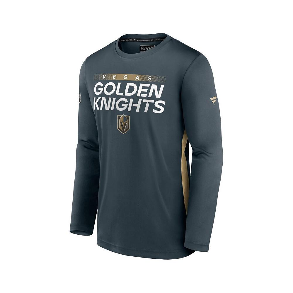 Men's Branded Gray Vegas Golden Knights Authentic Pro Rink Performance Long Sleeve T-shirt商品第3张图片规格展示