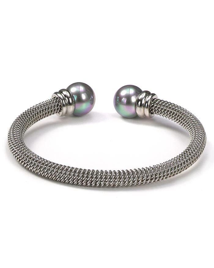 商品Majorica|珍珠开口手镯Stainless Steel and Gray Pearl Cuff,价格¥261,第1张图片