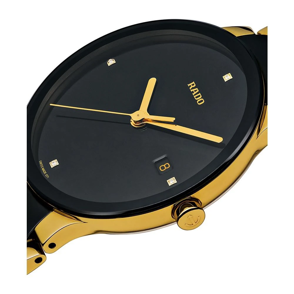商品Rado|Watch, Unisex Centrix Jubile Diamond Dial (1/10 ct. t.w.) Black Ceramic and Gold-Tone PVD Bracelet R30929712,价格¥10727,第2张图片详细描述