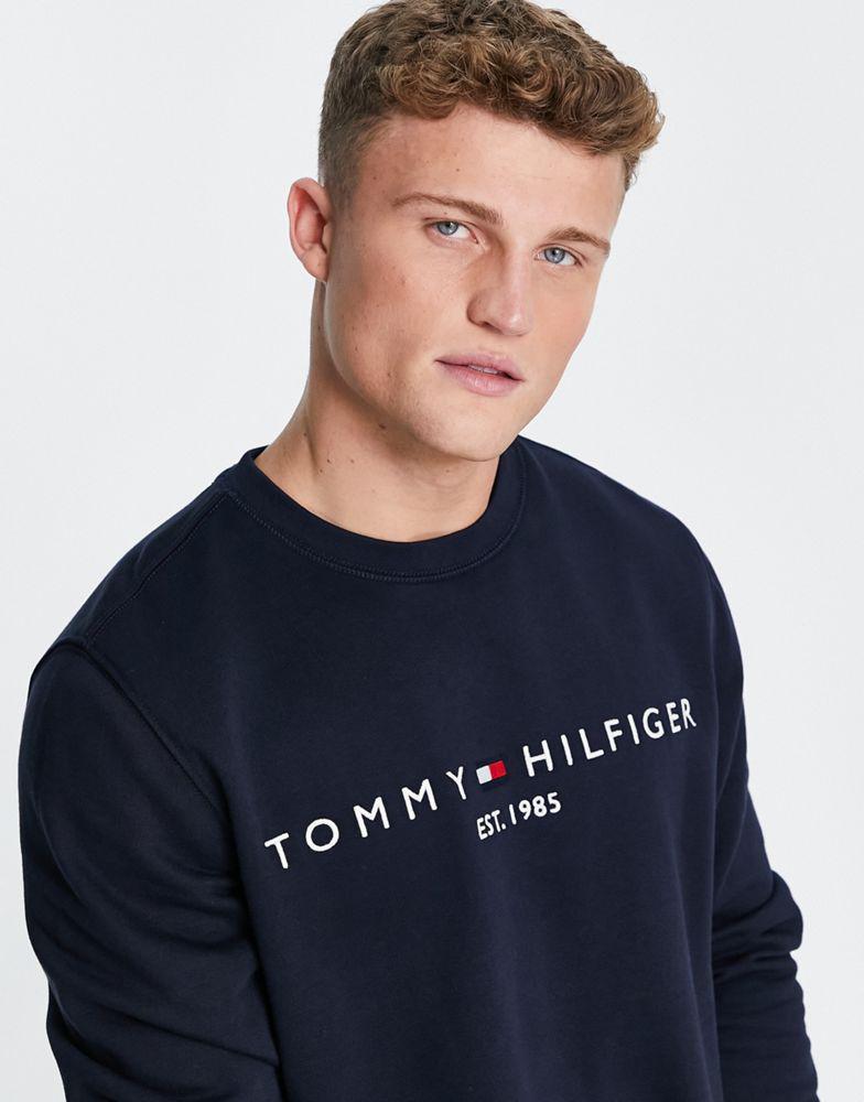 Tommy Hilfiger embroidered logo sweatshirt in navy商品第3张图片规格展示