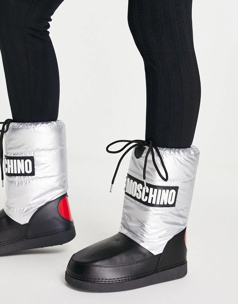 商品Moschino|Love Moschino logo snow boots in black and silver,价格¥798,第4张图片详细描述