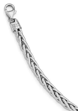 商品Belk & Co.|Co. Mens 14K White Gold Polished 8.25 Inch Wheat Chain Bracelet,价格¥9840,第1张图片