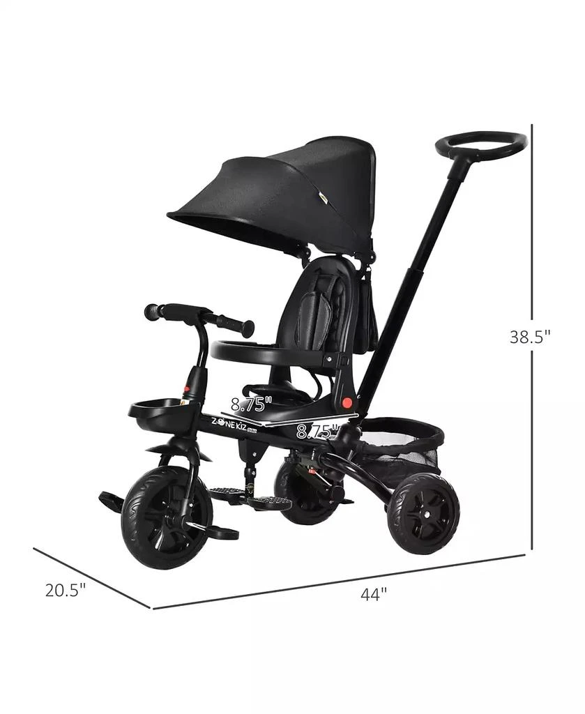 商品Qaba|4 in 1 Adjustable Baby Tricycle w/ Removable Handle, Brake, Cover,价格¥774,第3张图片详细描述