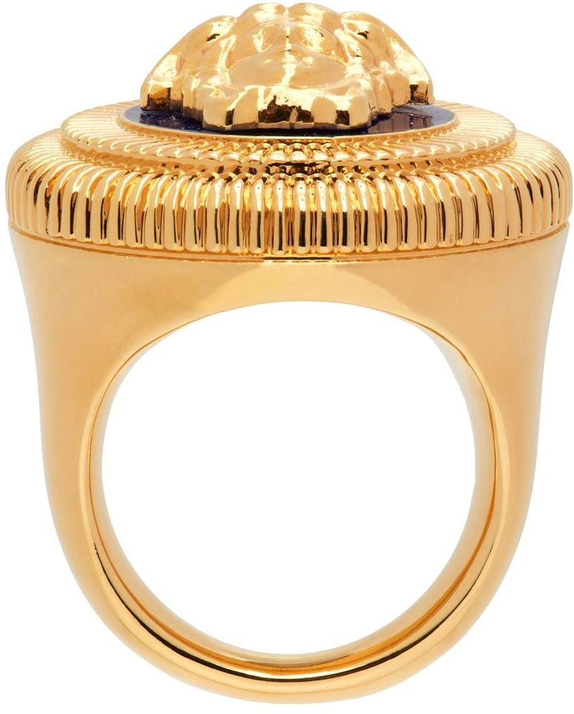 商品Versace|Gold & Blue Medusa Biggie Ring,价格¥985,第2张图片详细描述