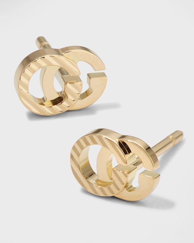 18k Yellow Gold Running G Stud Earrings商品第3张图片规格展示