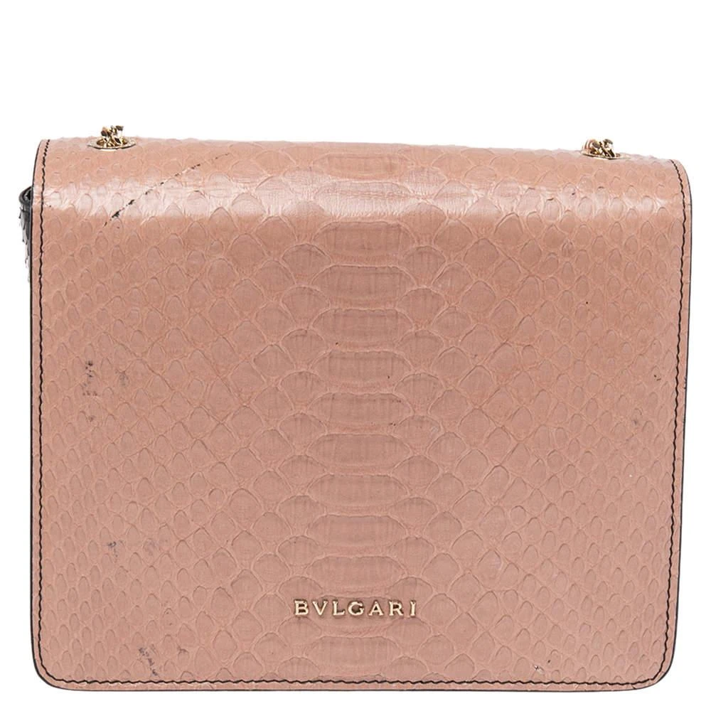 商品[二手商品] BVLGARI|Bvlgari Ombre Pink/Black Python And Perspex Bulgari Chain Crossbody Bag,价格¥3559,第4张图片详细描述