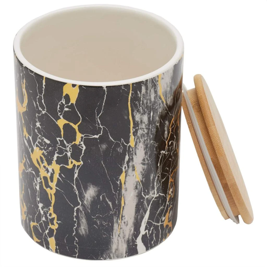商品Home Basics|Home Basics Marble Like Medium Ceramic Canister with Bamboo Top, Black,价格¥131,第2张图片详细描述