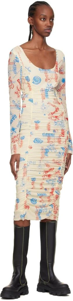 商品Ganni|Off-White Recycled Nylon Midi Dress,价格¥924,第4张图片详细描述