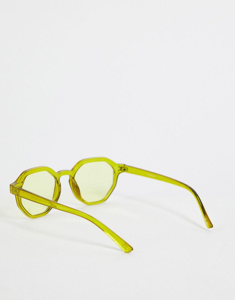 ASOS DESIGN hexagon sunglasses in green - LGREEN商品第2张图片规格展示