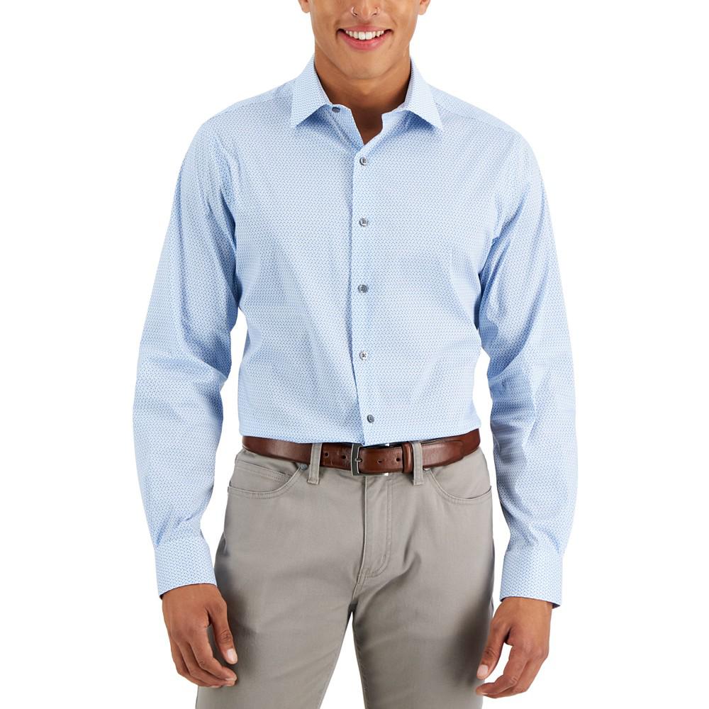 Men's Slim Fit 2-Way Stretch Stain Resistant Geo Print Dress Shirt, Created for Macy's商品第1张图片规格展示