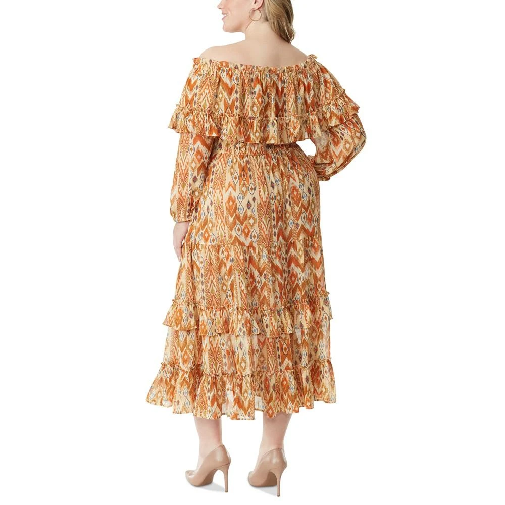 商品Jessica Simpson|Plus Size Printed Merisa Ruffled Tiered Slit-Front Dress,价格¥825,第2张图片详细描述