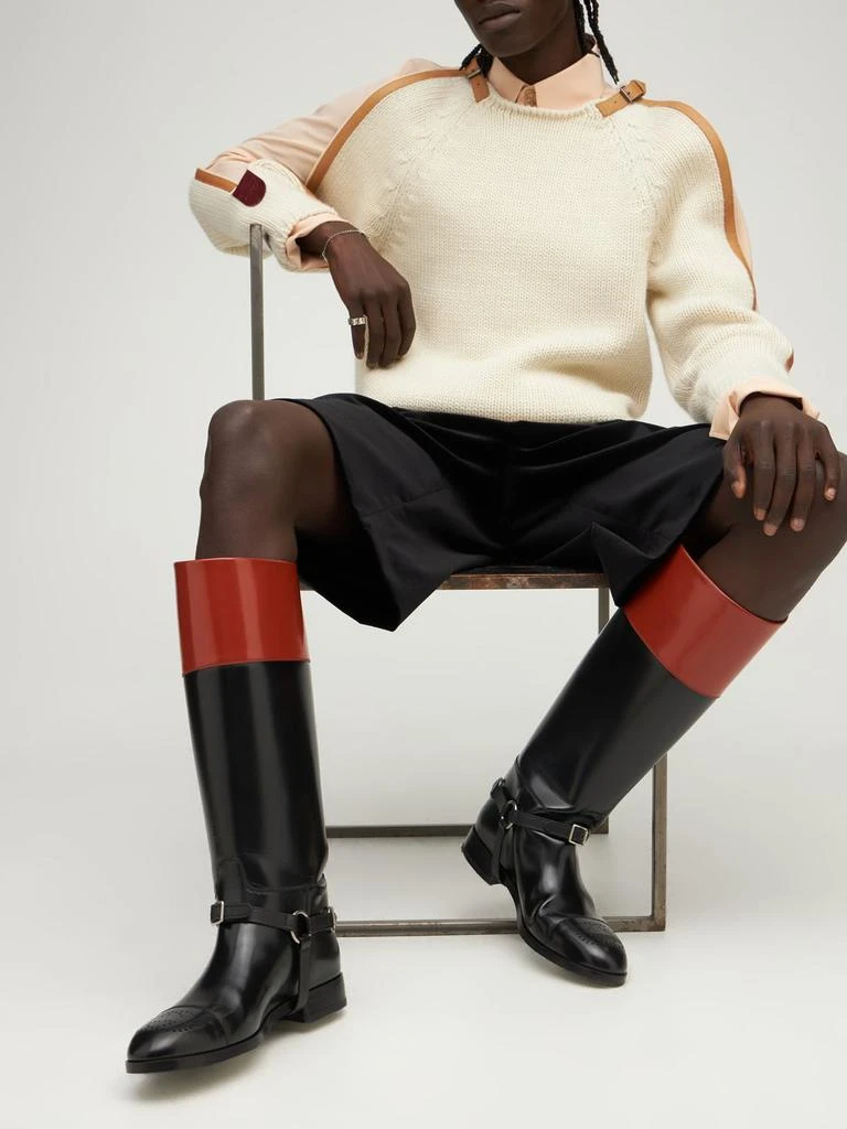 商品Gucci|Leather Knee Boots W/ Harness,价格¥15656,第1张图片详细描述