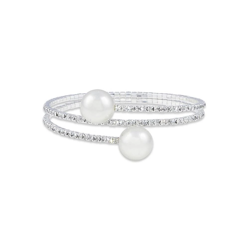 商品Macy's|2 Row Crystals with Silmuated Pearl Coil Wrap Bracelet,价格¥210,第1张图片